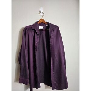 Calvin Klein‎ Classic Fit Non-Iron Button Down Shirt Dress Shirt 16 1/2 Burgundy